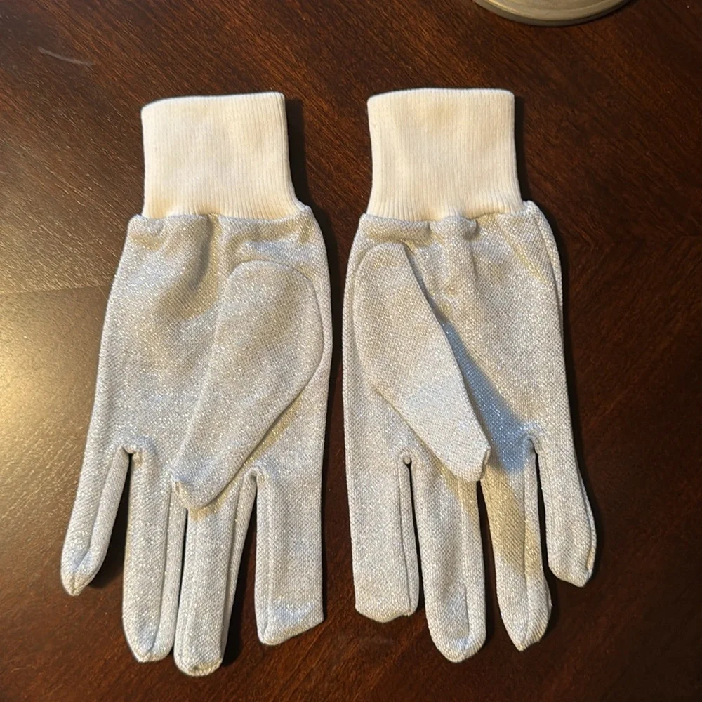 White & Silver Sparkle Gloves-See Photos For Measurements